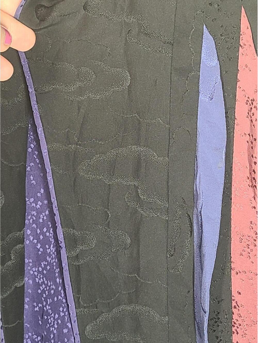 Vtg 80s Black Nylon Kimono Jacket Color Decoration Ooak Unique 90s Retro M L - Picture 5 of 9